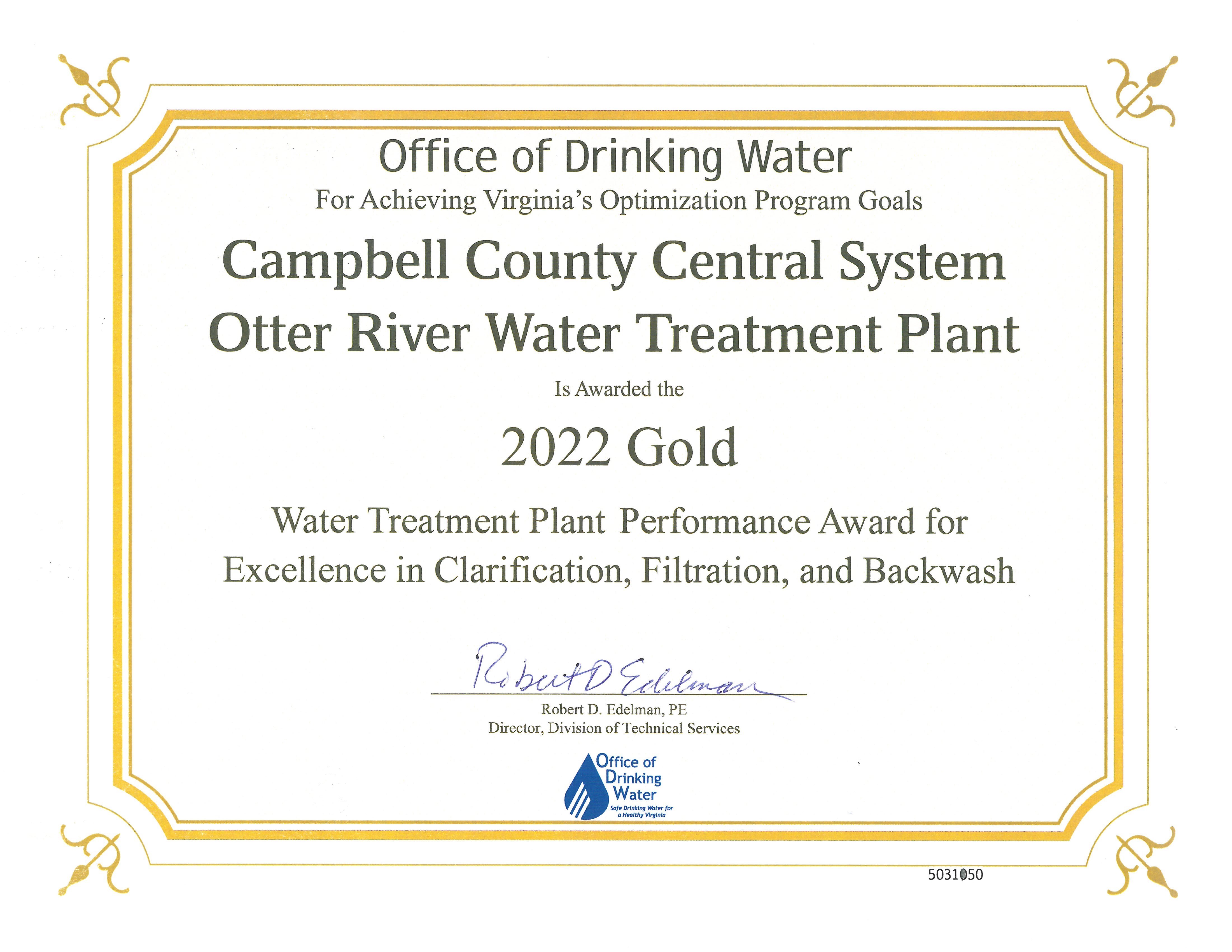 Campbell County Central System Otter River Water Treatment Plant Award 2022